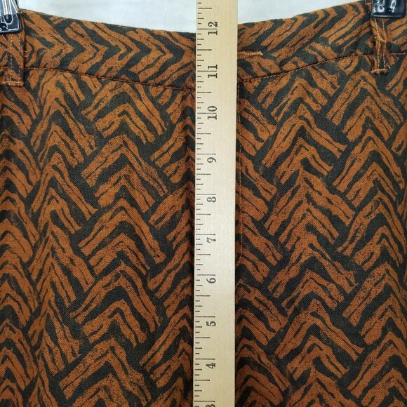 Garnet Hill Wide Leg Pants Women's 12 Pockets Linen Black Orange Chevron Tweed - Picture 15 of 16